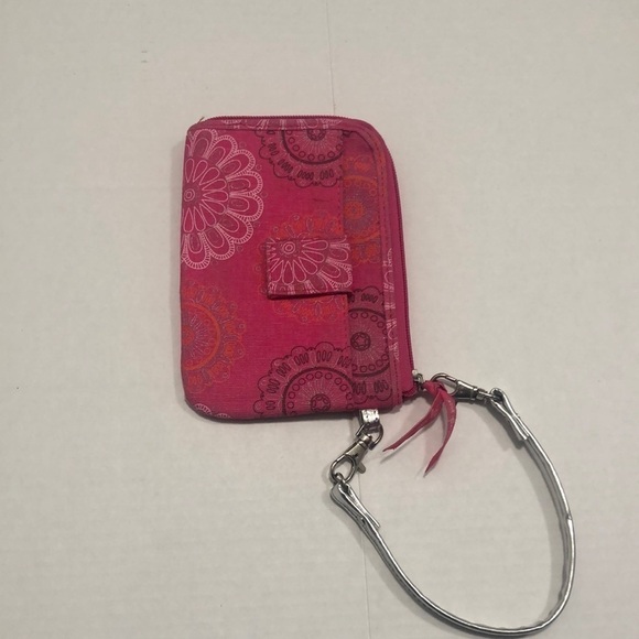 Thirty-one flower pink design wristlet with outside Velcro pocket - Picture 1 of 7